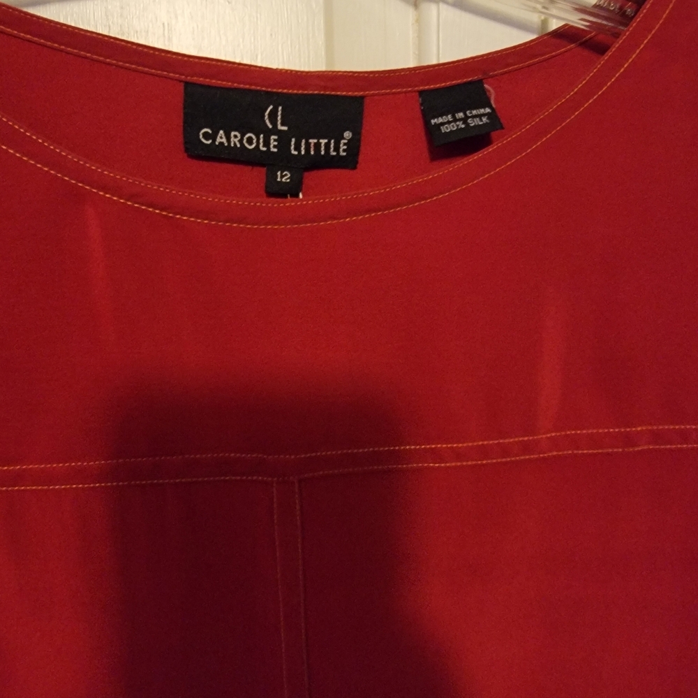Carole Little Women's Red Top 100% Silk Size 12 NWT - Picture 2 of 8